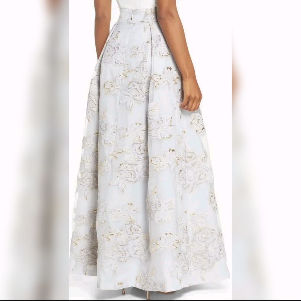 Eliza J Elegant White and Gold Dress